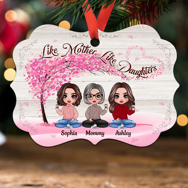 Mother Daughters Forever Linked Together Personalized Christmas Ornament - Image 3