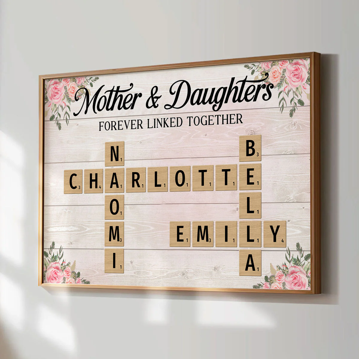 Mother & Daughters Sons Forever Linked Together Crossword Puzzle Art Personalized Poster - Image 3