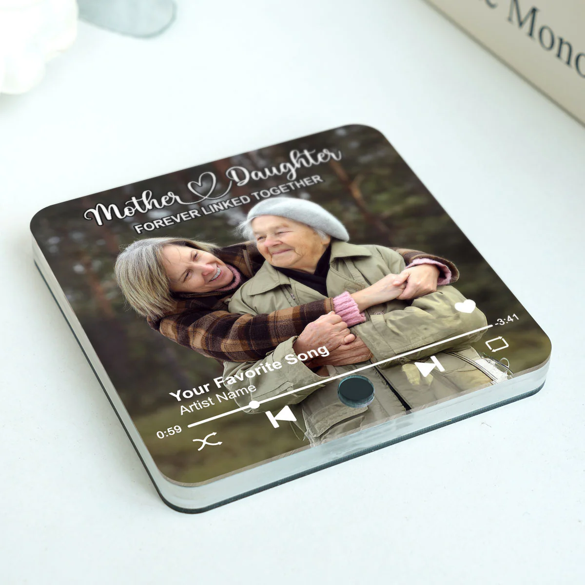 Mother & Daughters Sons Forever Linked Together Upload Photo Personalized Music Fridge Magnet, Heartfelt Gift , Birthday Gift For Mom - Image 3