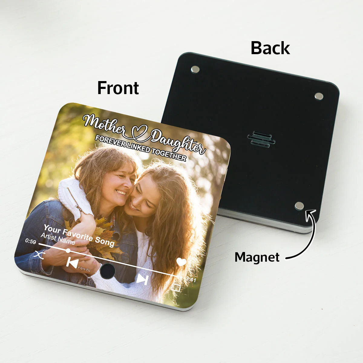 Mother & Daughters Sons Forever Linked Together Upload Photo Personalized Music Fridge Magnet, Heartfelt Gift , Birthday Gift For Mom - Image 4