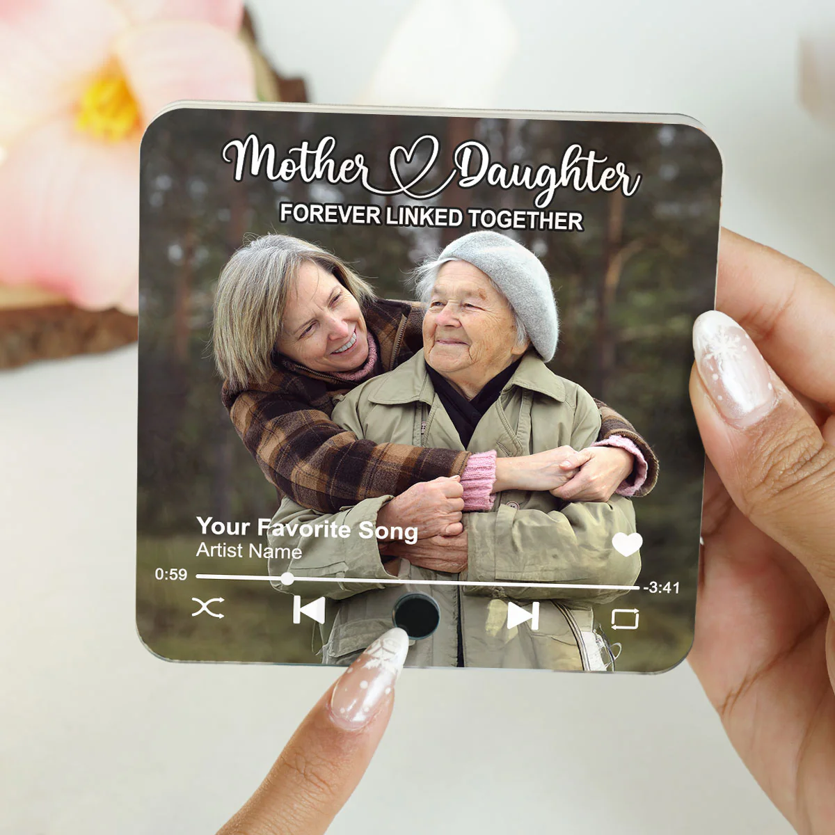 Mother & Daughters Sons Forever Linked Together Upload Photo Personalized Music Fridge Magnet, Heartfelt Gift , Birthday Gift For Mom - Image 7