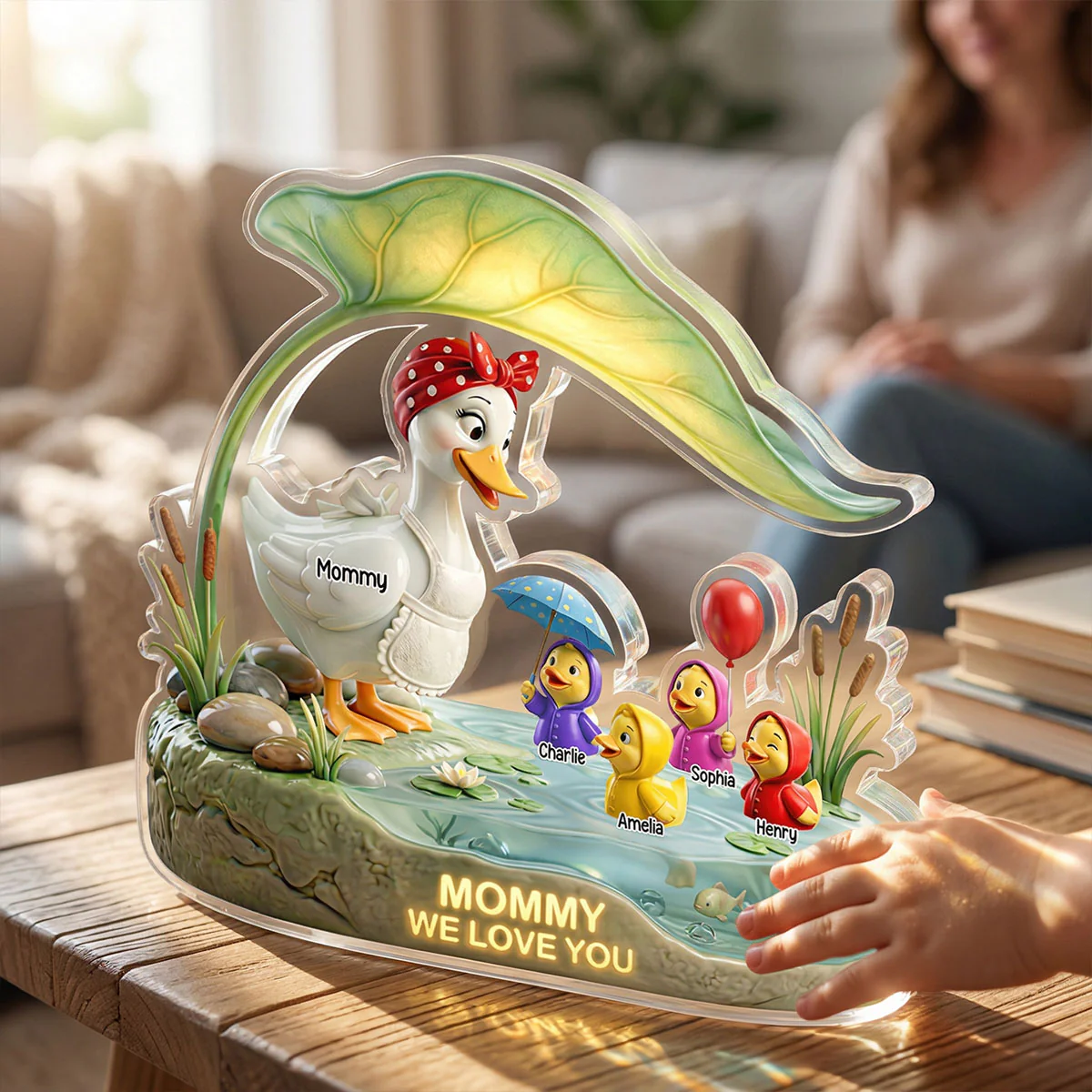 Mother Duck And Little Ducks - Personalized Acrylic Block Plaque - Gift For Mom, Grandma - Image 2