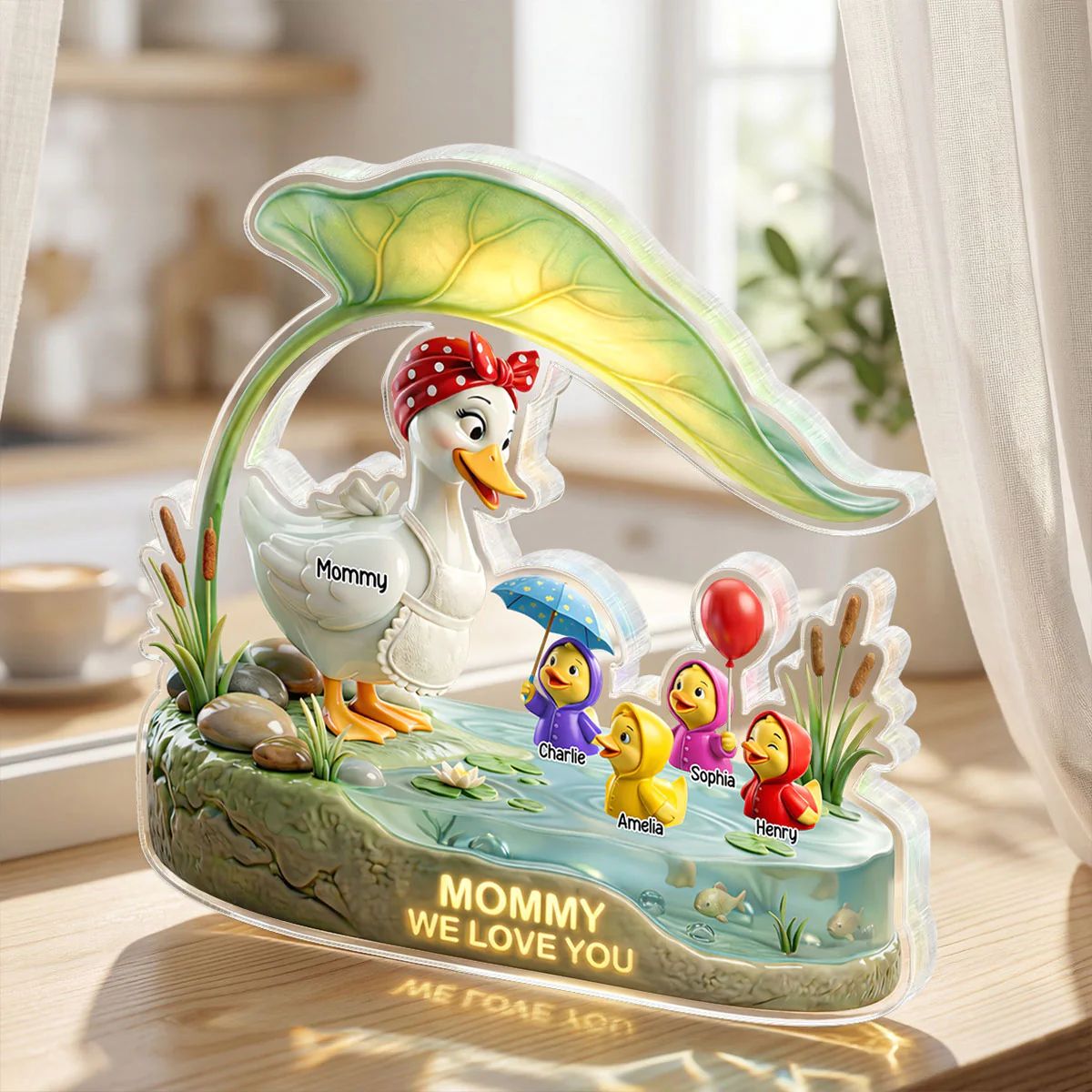 Mother Duck And Little Ducks - Personalized Acrylic Block Plaque - Gift For Mom, Grandma - Image 4
