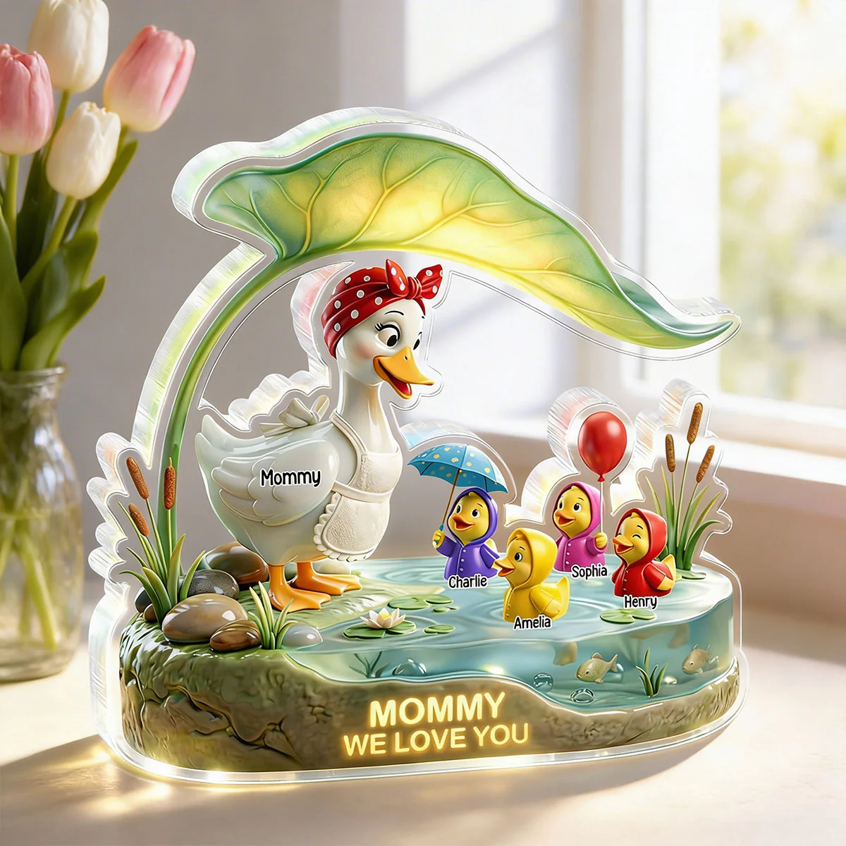 Mother Duck And Little Ducks - Personalized Acrylic Block Plaque - Gift For Mom, Grandma - Image 5