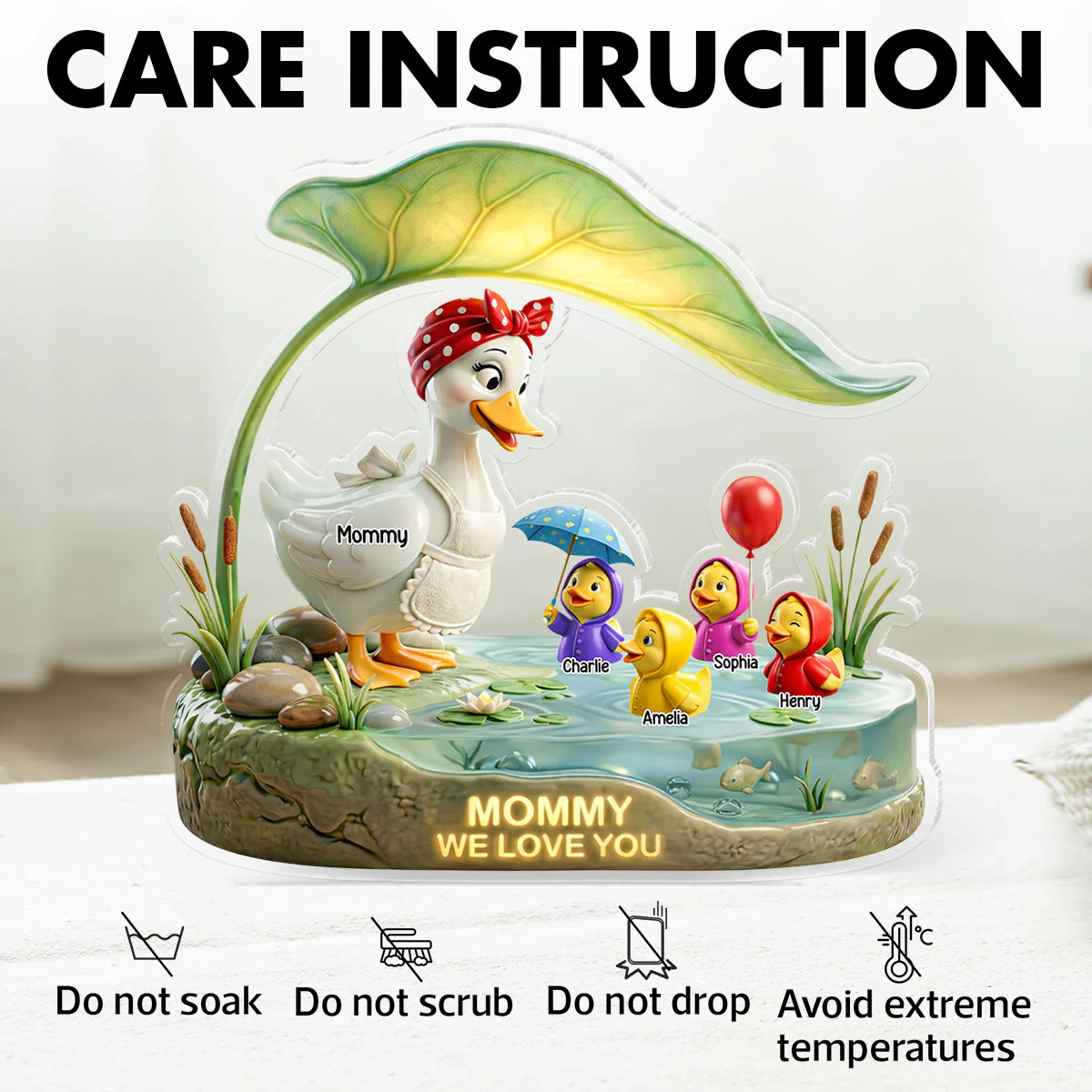 Mother Duck And Little Ducks - Personalized Acrylic Block Plaque - Gift For Mom, Grandma - Image 7