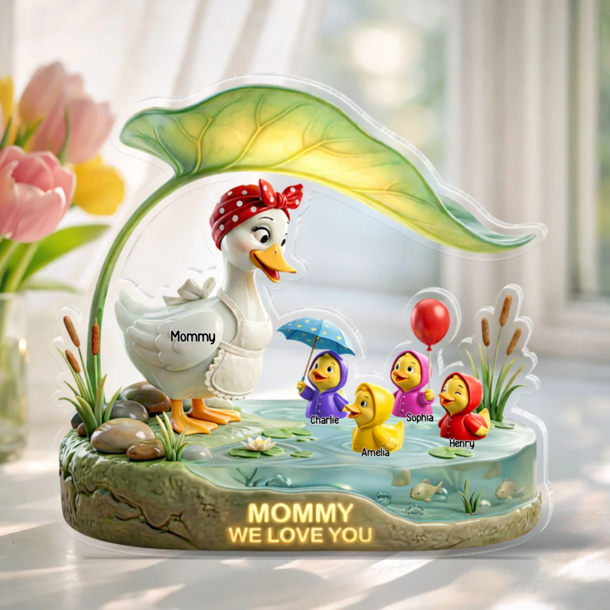 Mother Duck And Little Ducks - Personalized Acrylic Block Plaque - Gift For Mom, Grandma - Image 8