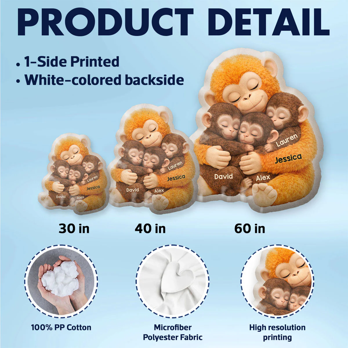 Mother Monkey & Children, Baby Monkey Punch - Personalized Faux Fur Custom Shaped Pillow - Heartfelt Mother's Day Gift for Mom, Wife - Image 9