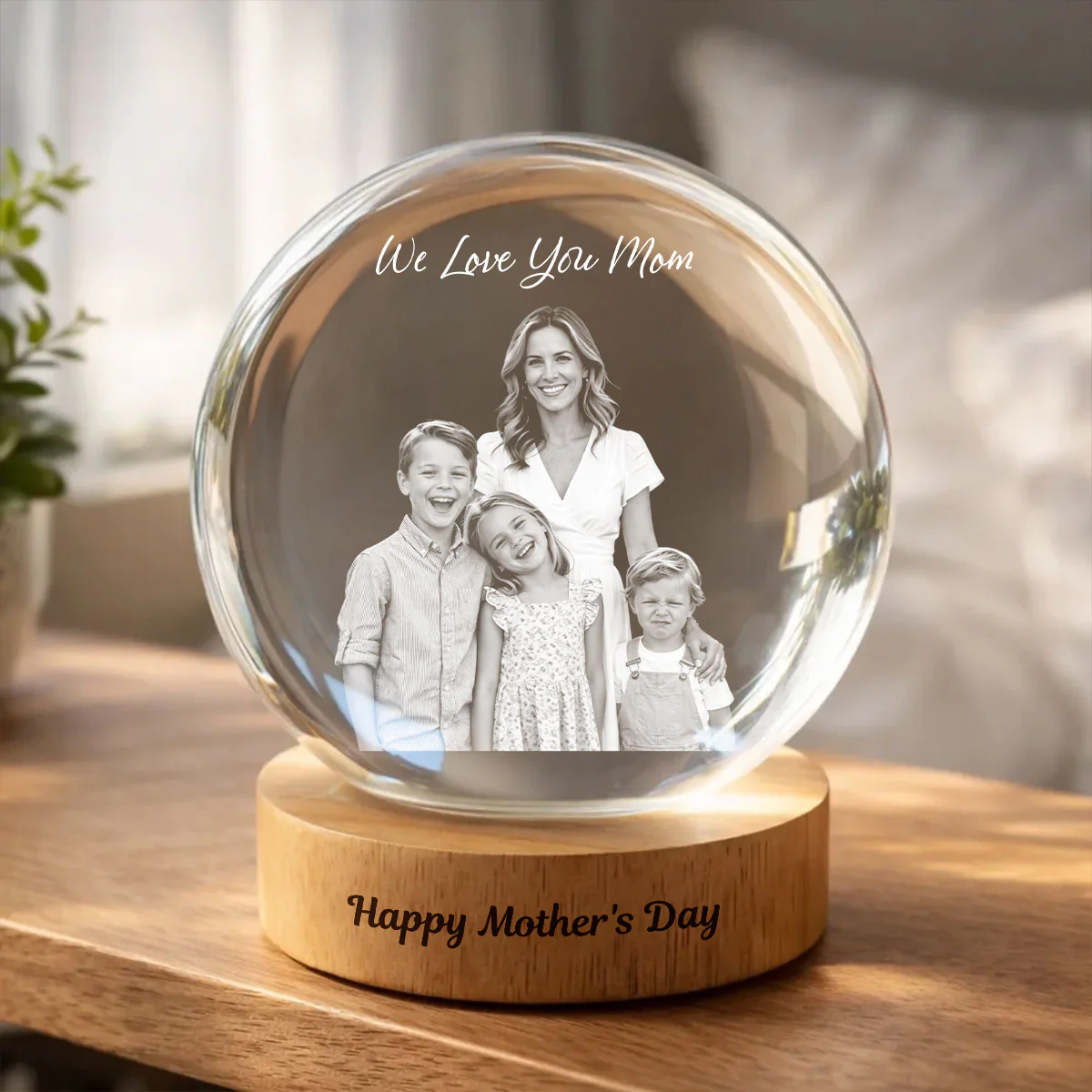 Mother's Day Photo - Personalized Crystal Ball LED Night Light - Sentimental Gift for Mom, Wife - Image 3