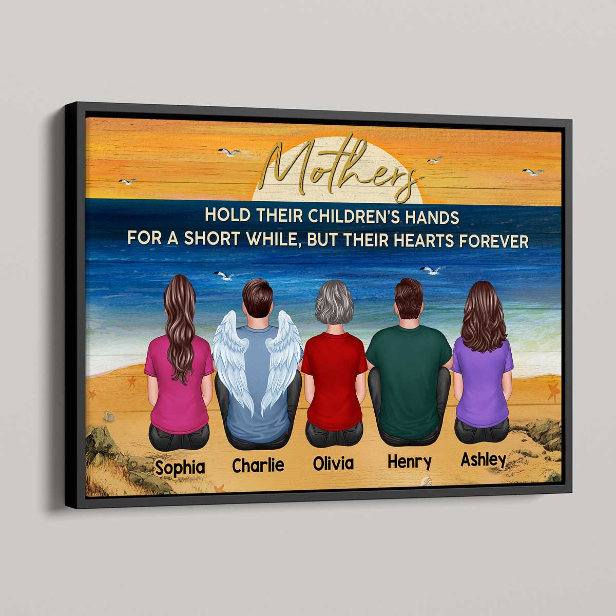 Mothers Hold Their Children‘s Hands Gift For Mom Family Personalized Horizontal Poster - Image 4