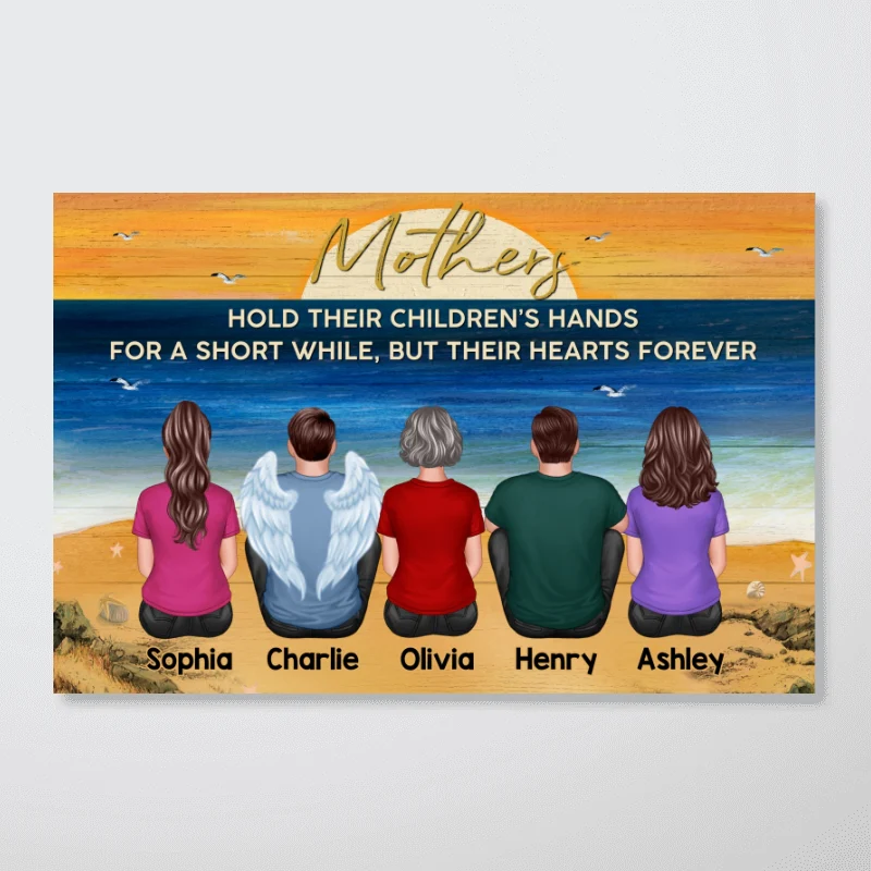 Mothers Hold Their Children‘s Hands Gift For Mom Family Personalized Horizontal Poster - Image 6