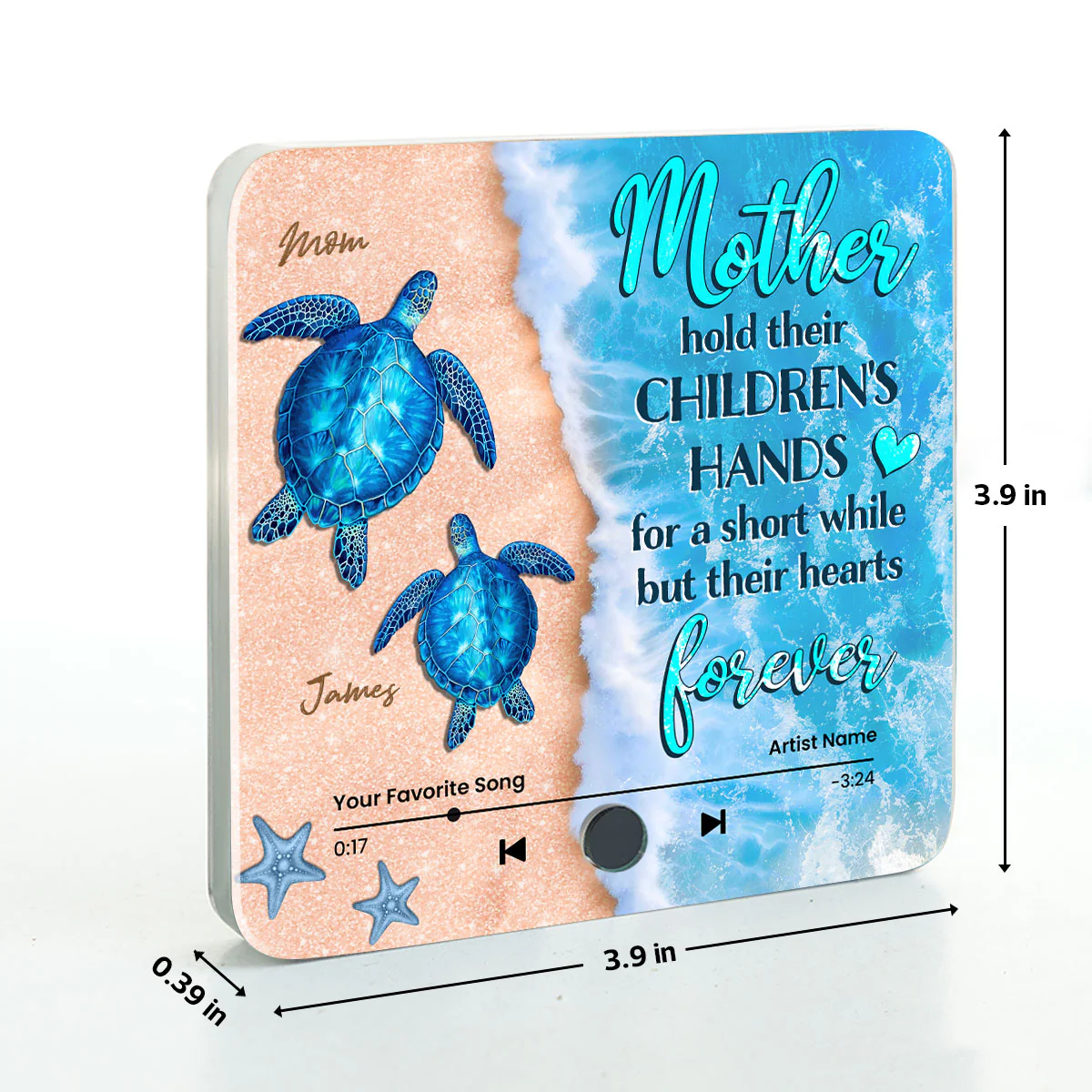 Mothers Hold Their Children's Hands Sea Turtle Personalized Music Fridge Magnet, Perfect 2025 Gift For Mom For Grandma - Image 7