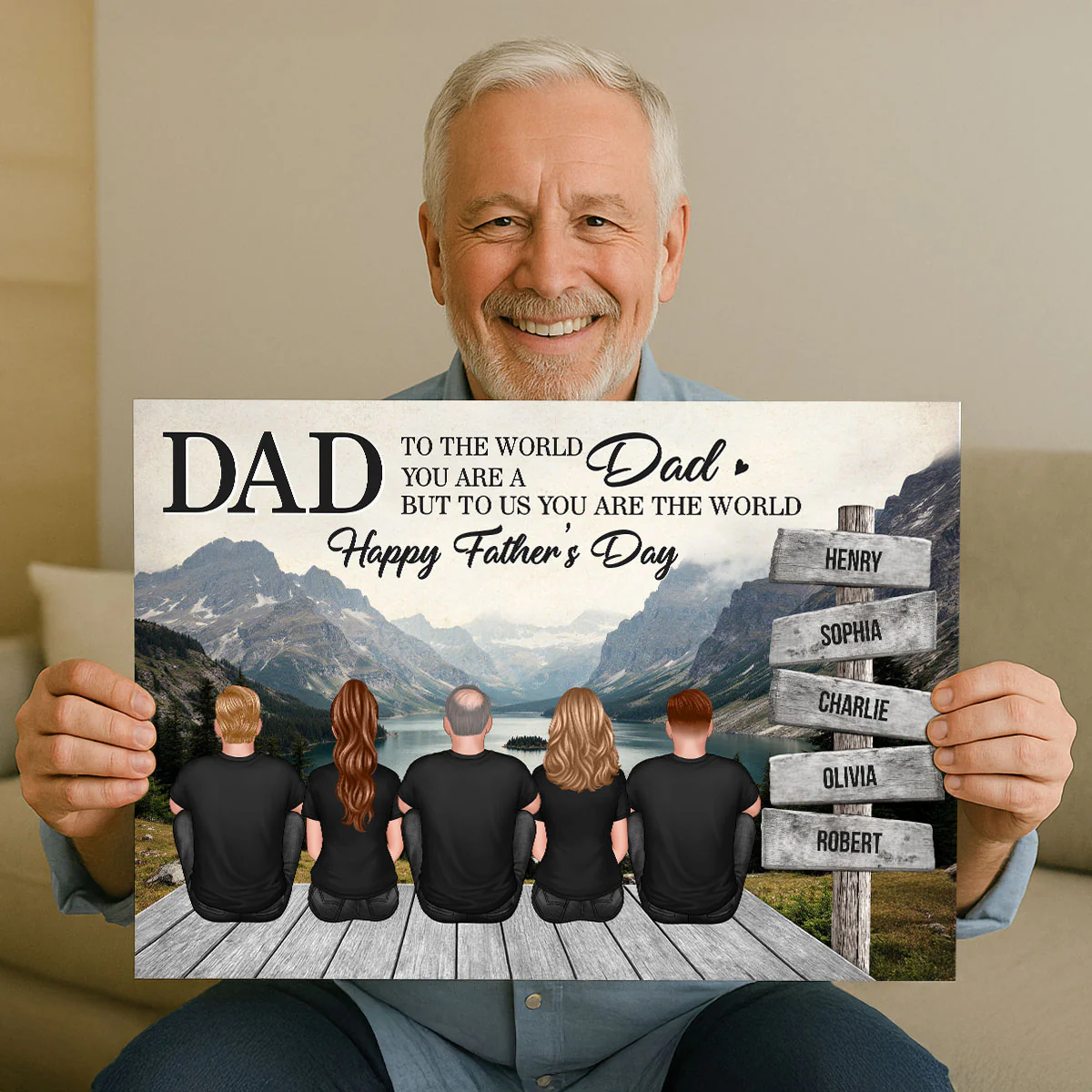 Mountain Landscape Dad You Are The World Personalized Poster, Father's Day Gift For Dad - Image 3