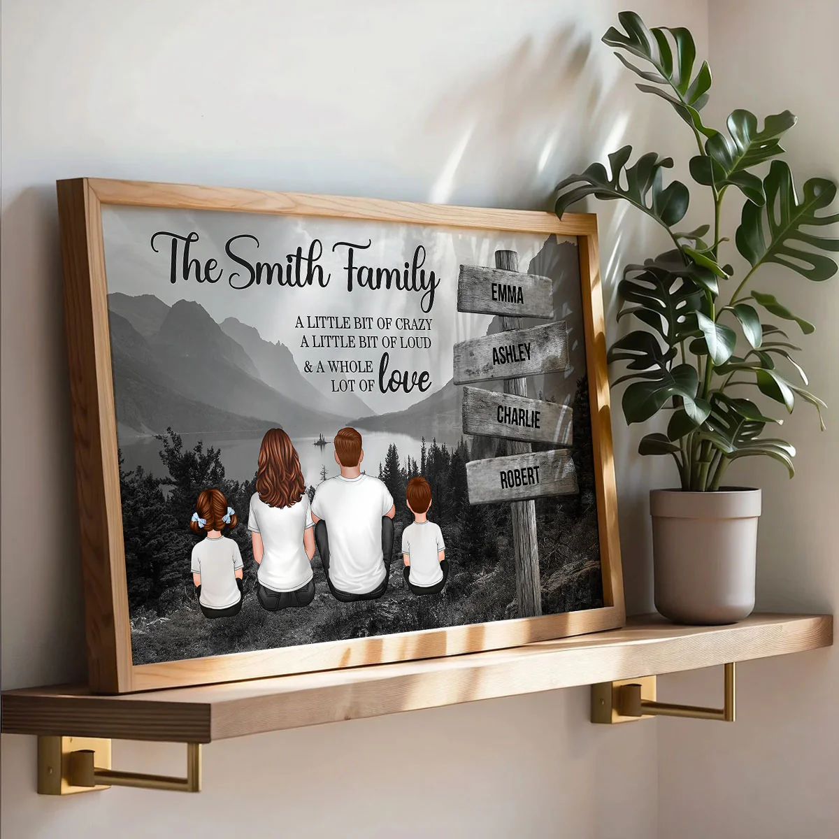 Mountain Range Landscape Family Sitting Back View Personalized Poster - Image 10