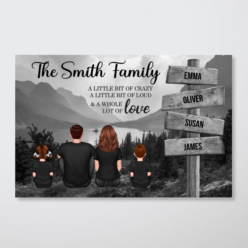 Mountain Range Landscape Family Sitting Back View Personalized Poster - Image 12