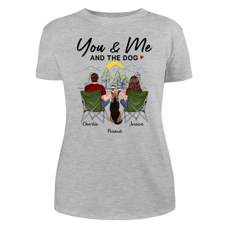 Mountain Sketch Couple Back View You Me The Dog Personalized Shirt - Image 10