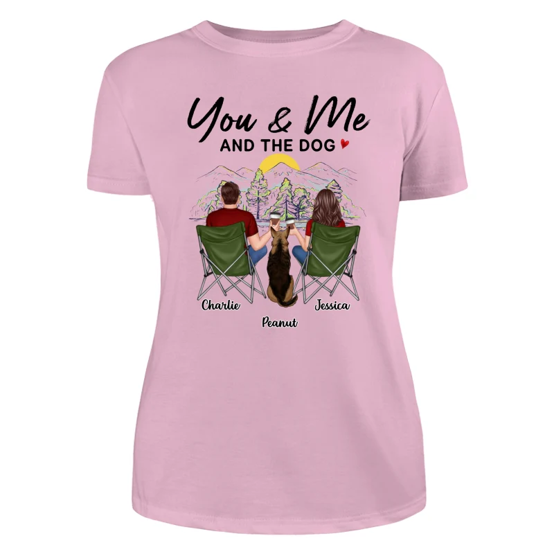 Mountain Sketch Couple Back View You Me The Dog Personalized Shirt - Image 11