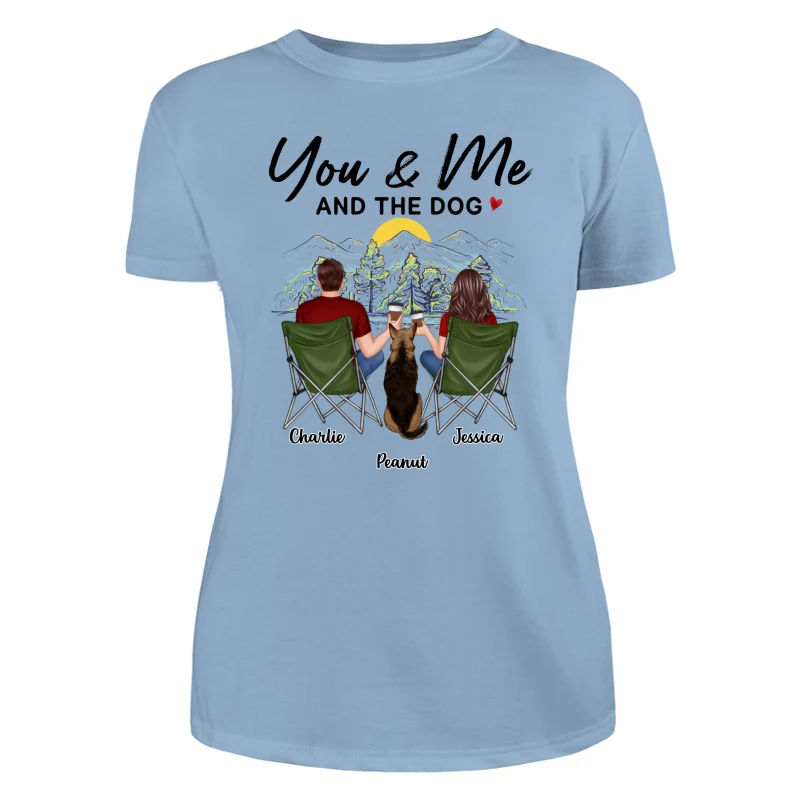 Mountain Sketch Couple Back View You Me The Dog Personalized Shirt - Image 12