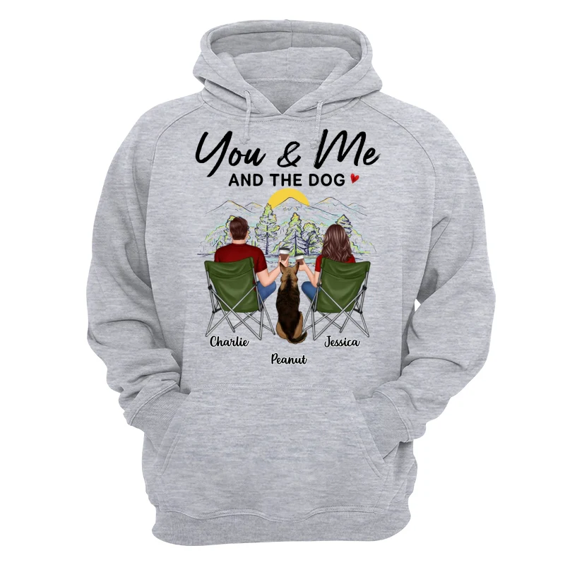 Mountain Sketch Couple Back View You Me The Dog Personalized Shirt - Image 14