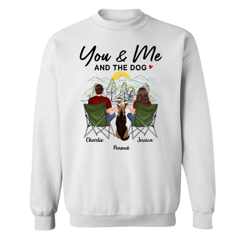 Mountain Sketch Couple Back View You Me The Dog Personalized Shirt - Image 17