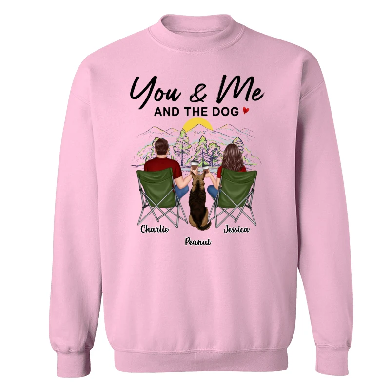 Mountain Sketch Couple Back View You Me The Dog Personalized Shirt - Image 19