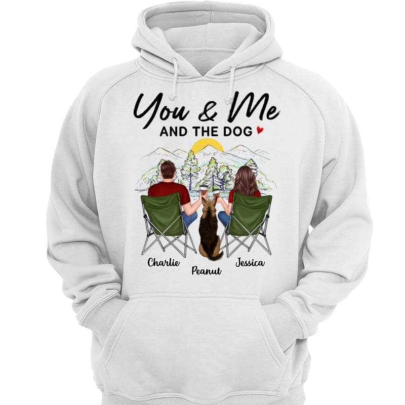 Mountain Sketch Couple Back View You Me The Dog Personalized Shirt - Image 3