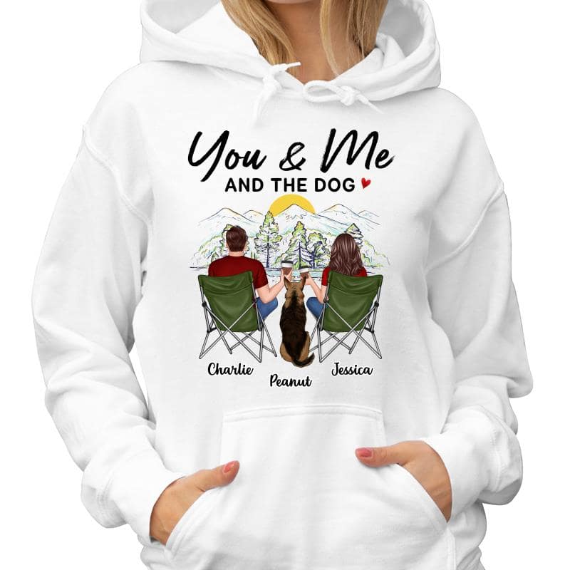 Mountain Sketch Couple Back View You Me The Dog Personalized Shirt - Image 4