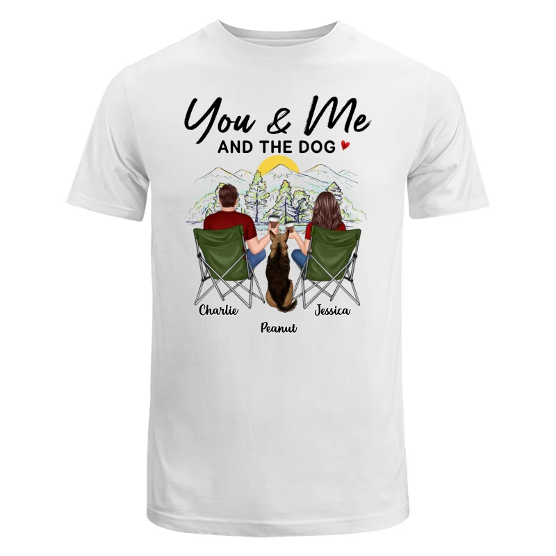 Mountain Sketch Couple Back View You Me The Dog Personalized Shirt - Image 5