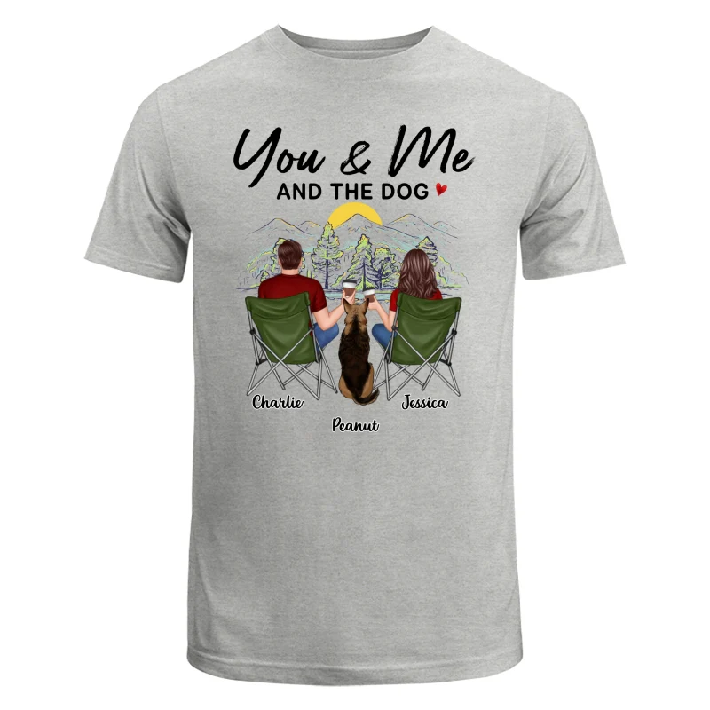 Mountain Sketch Couple Back View You Me The Dog Personalized Shirt - Image 6