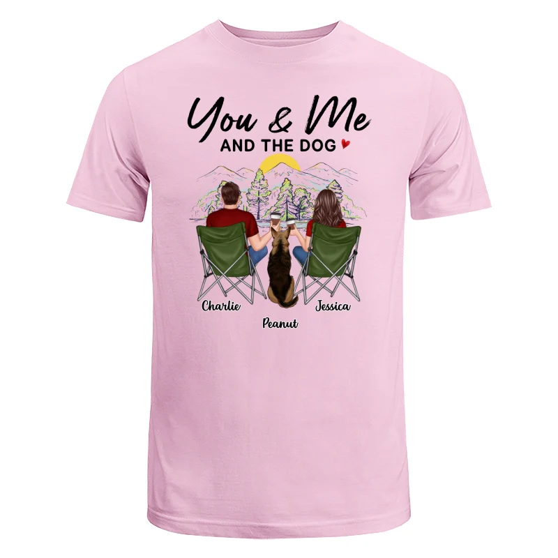 Mountain Sketch Couple Back View You Me The Dog Personalized Shirt - Image 7