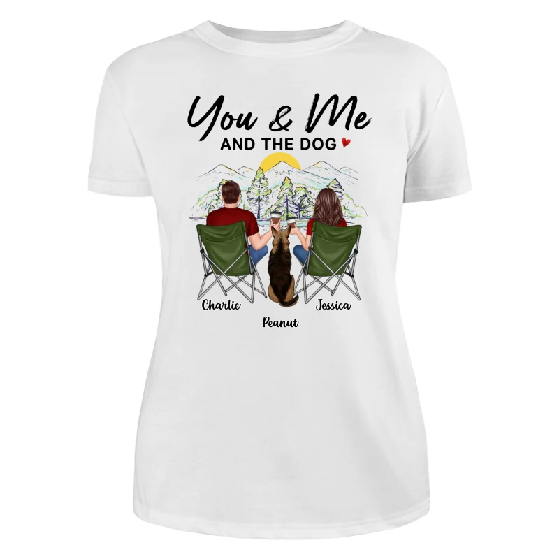 Mountain Sketch Couple Back View You Me The Dog Personalized Shirt - Image 9