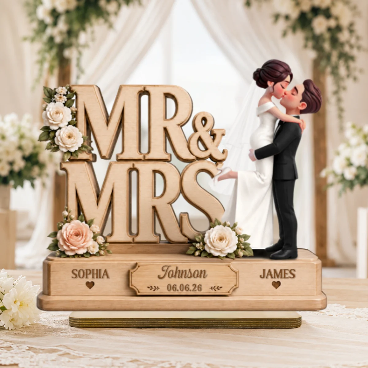Mr & Mrs 2D Flat - Personalized Wooden Plaque - Wedding Gift, Wedding Decoration, Anniversary Gift, Newlywed Gift - Image 10