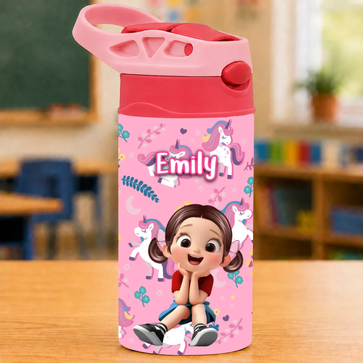Multiple Kid Favorite Pattern - Personalized Kid Insulated Water Bottle - Stainless Steel Toddler Cups with Straws, BPA Free, Leak-Proof - Image 15