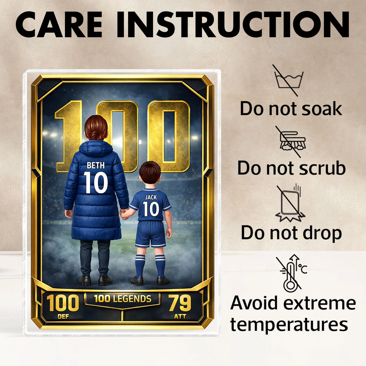 Mum And Kids 100 Legends Trading Card - Personalised Acrylic Block Plaque - Gift For Football Mum - Image 8