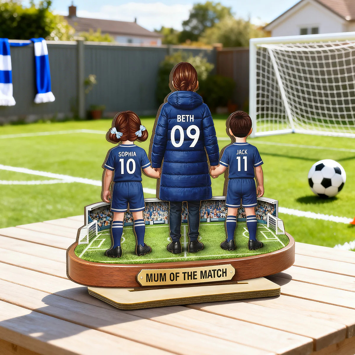 Mum Of The Match - Personalised 2-Layered Wooden Plaque – Gift For Football Mum