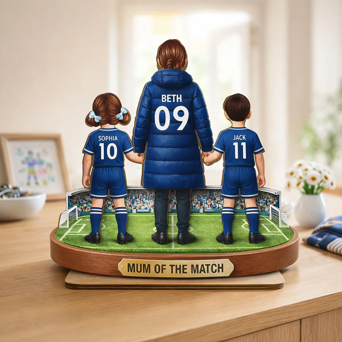 Mum Of The Match - Personalised 2-Layered Wooden Plaque – Gift For Football Mum - Image 3