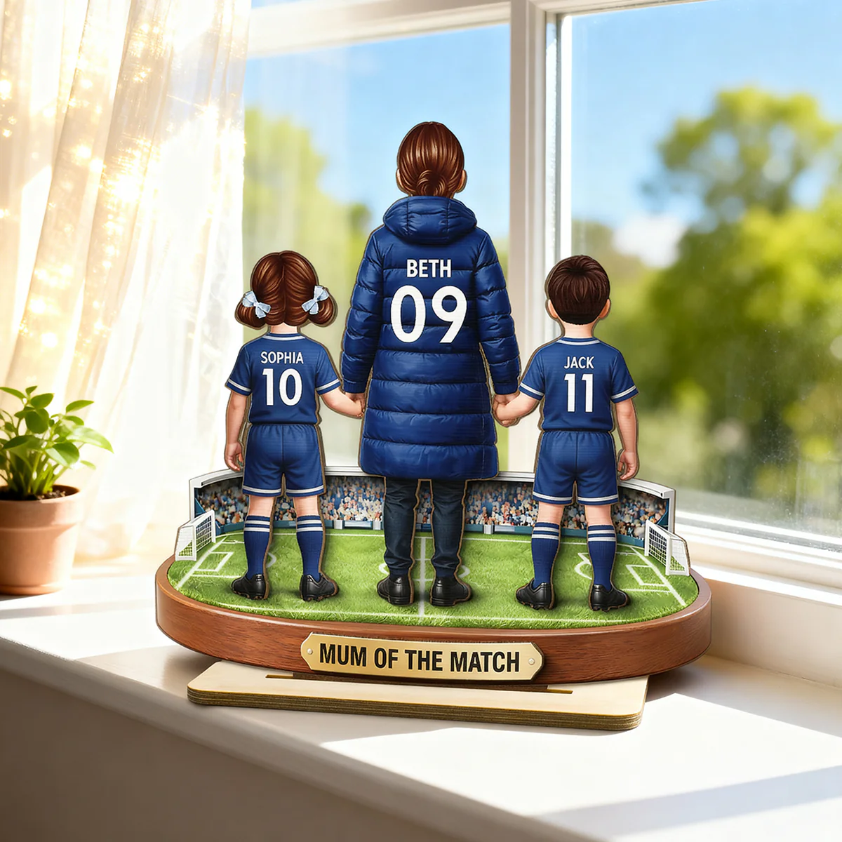 Mum Of The Match - Personalised 2-Layered Wooden Plaque – Gift For Football Mum - Image 4