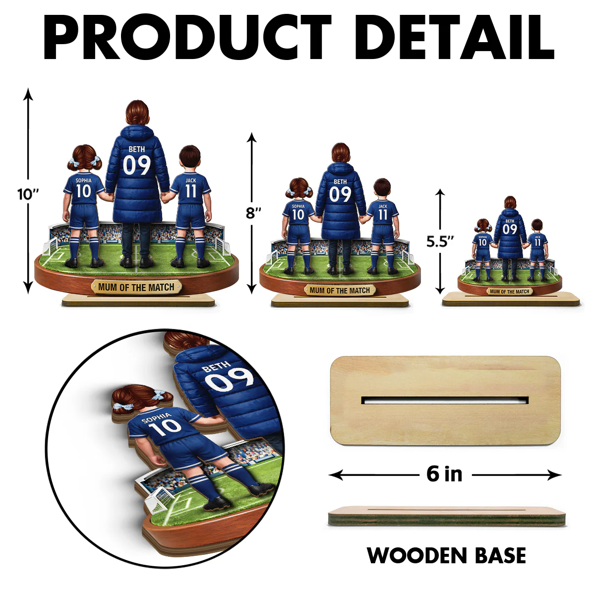 Mum Of The Match - Personalised 2-Layered Wooden Plaque – Gift For Football Mum - Image 8