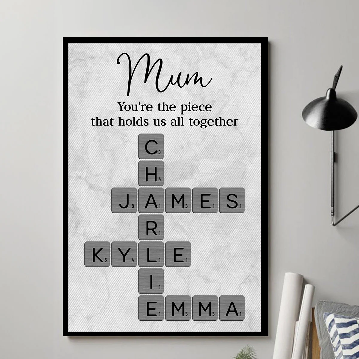 Mum You're The Piece That Holds Us All Together Crossword Art - Personalised Poster - Mother's Day Gift for Mum - Image 3