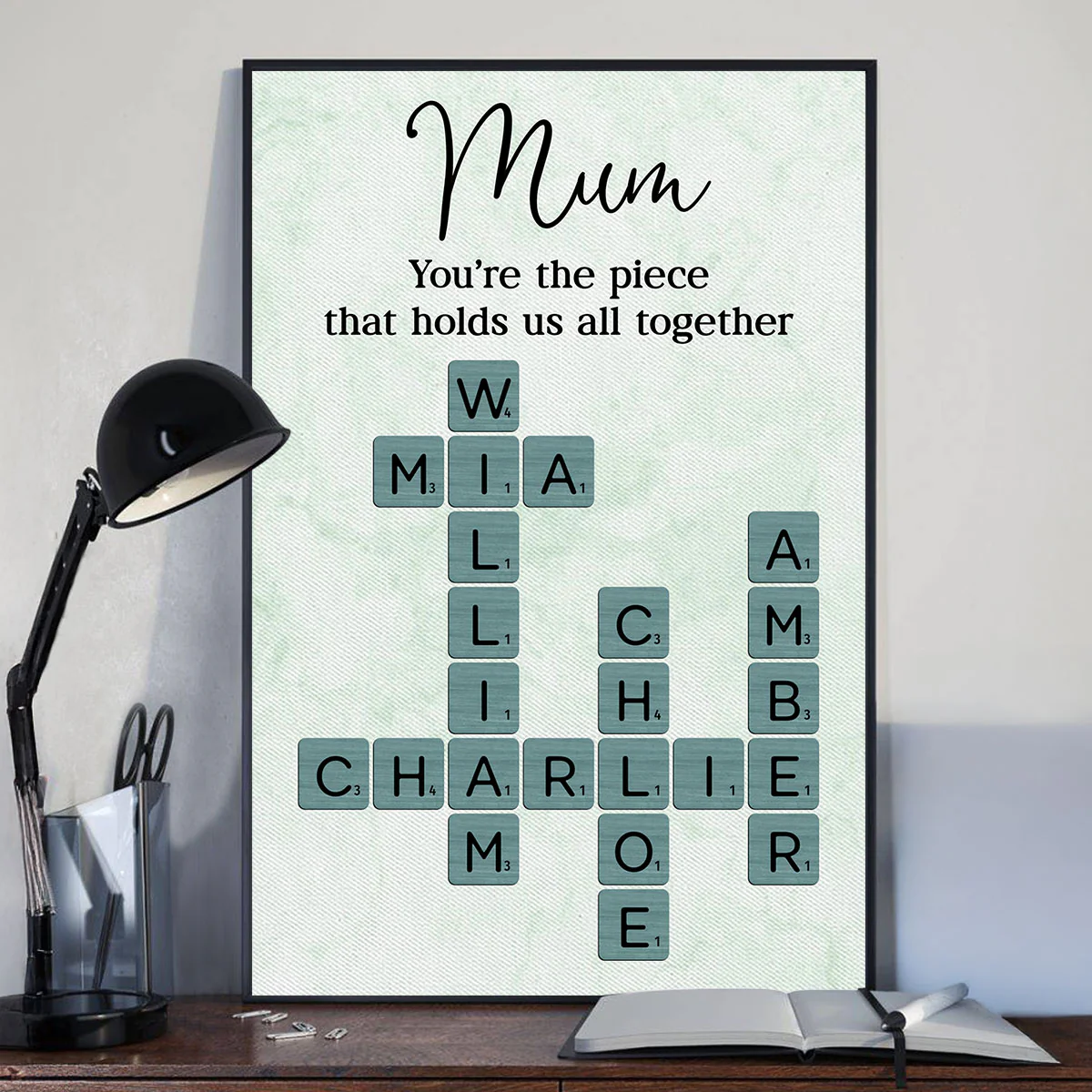 Mum You're The Piece That Holds Us All Together Crossword Art - Personalised Poster - Mother's Day Gift for Mum - Image 4