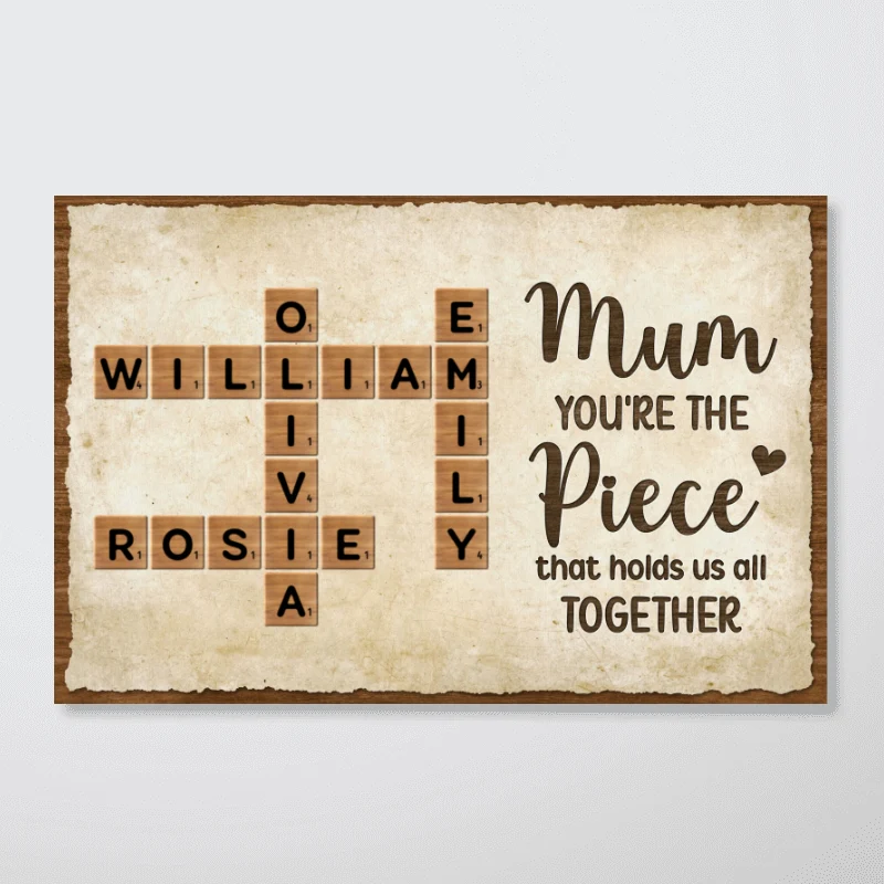 Mum You're The Piece That Holds Us All Together Crossword Puzzle Art - Personalised Poster - Mother's Day Gift for Mum - Image 12