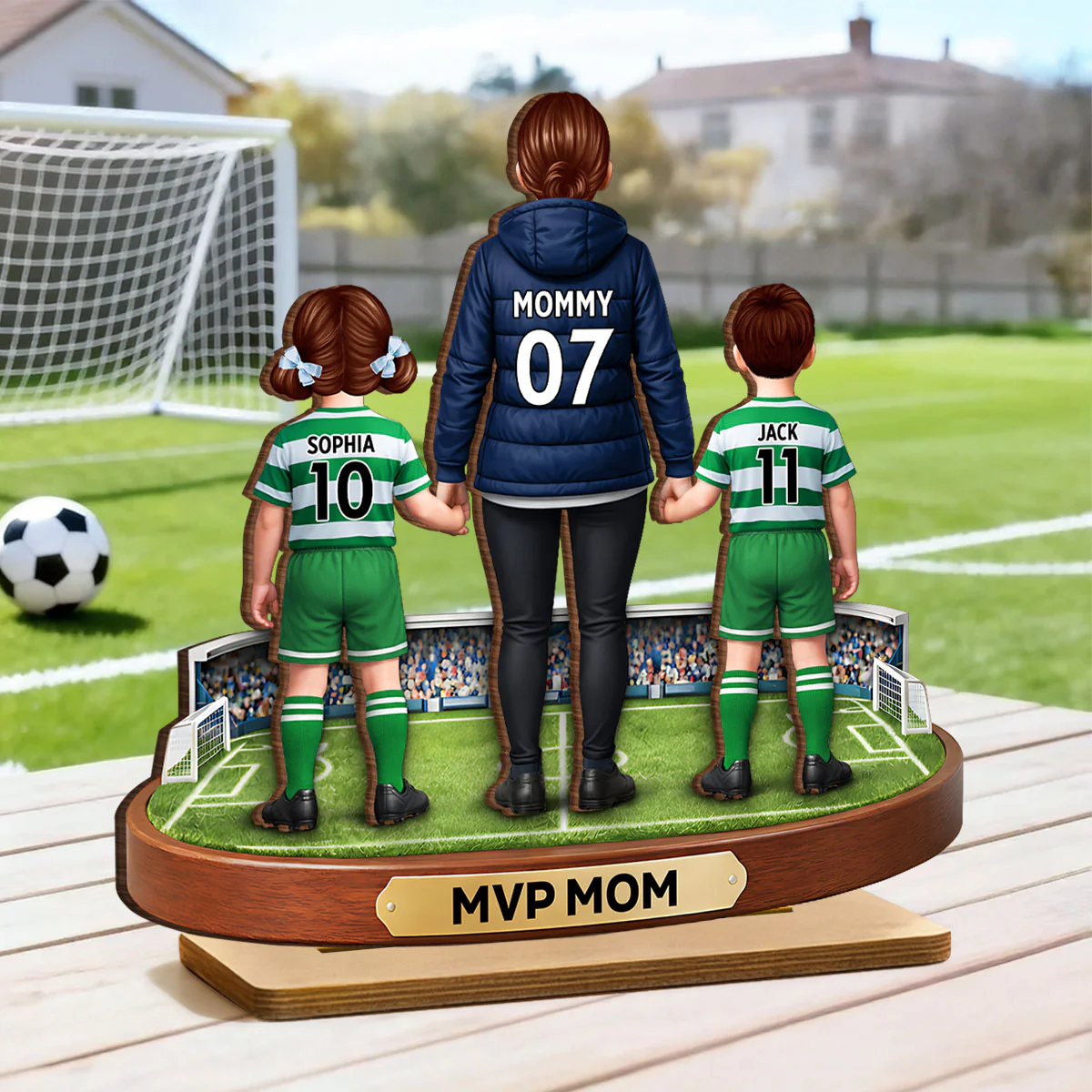 MVP Mom Soccer Mom And Kids - Personalized 2-Layered Wooden Plaque - Heartfelt Gift For Soccer Mom - Image 2
