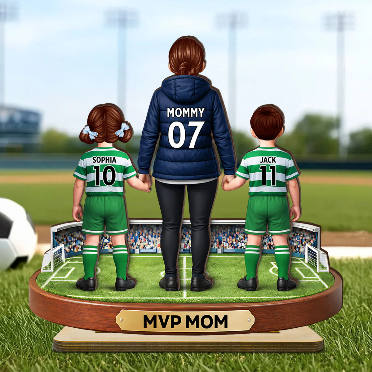 MVP Mom Soccer Mom And Kids - Personalized 2-Layered Wooden Plaque - Heartfelt Gift For Soccer Mom - Image 4