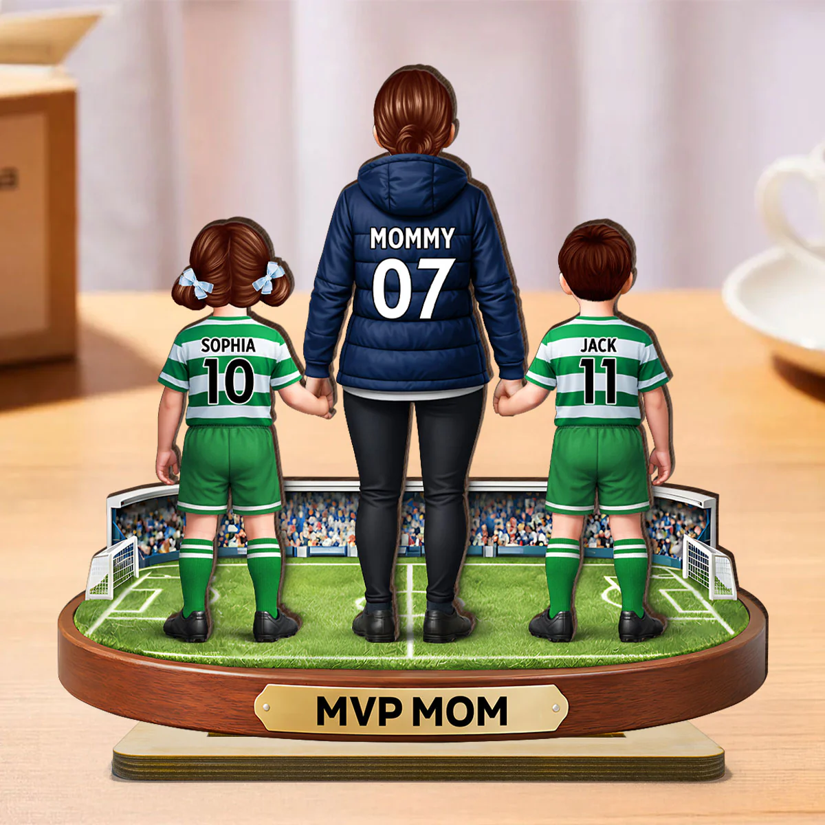 MVP Mom Soccer Mom And Kids - Personalized 2-Layered Wooden Plaque - Heartfelt Gift For Soccer Mom - Image 5