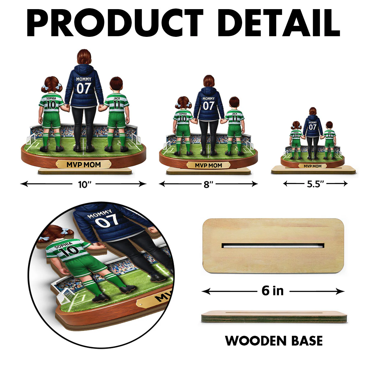 MVP Mom Soccer Mom And Kids - Personalized 2-Layered Wooden Plaque - Heartfelt Gift For Soccer Mom - Image 6