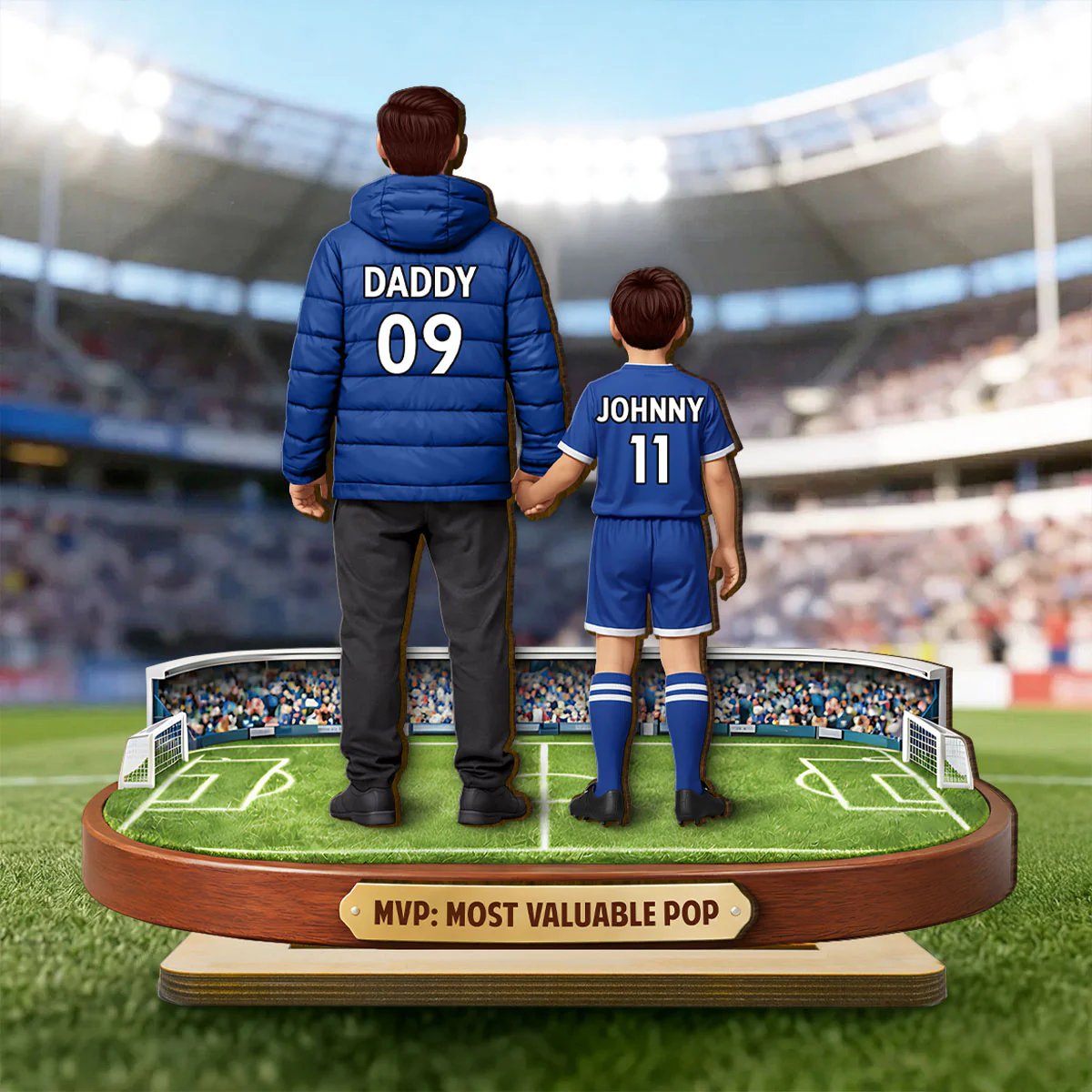 MVP Most Valuable Pop Soccer Dad - Personalized 2-Layered Wooden Plaque - Gift For Soccer Dad, Gift For Husband - Image 3