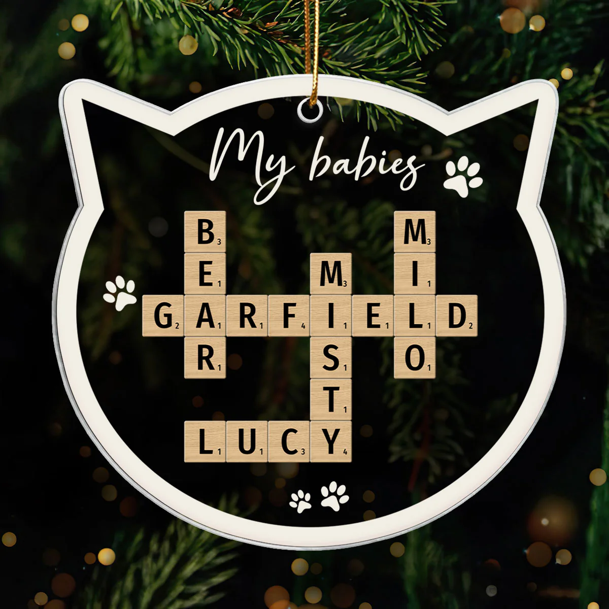 My Babies Cats Names Crossword Puzzle Art Personalized Acrylic Ornament - Image 8