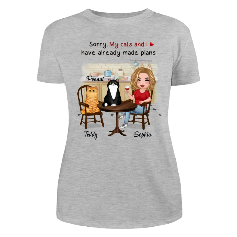 My Cats And I Have Made Plans Personalized Cat Mom Shirt - Image 10