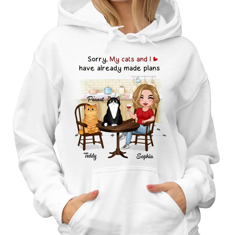My Cats And I Have Made Plans Personalized Cat Mom Shirt - Image 4