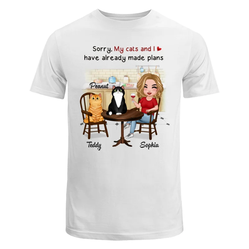My Cats And I Have Made Plans Personalized Cat Mom Shirt - Image 5