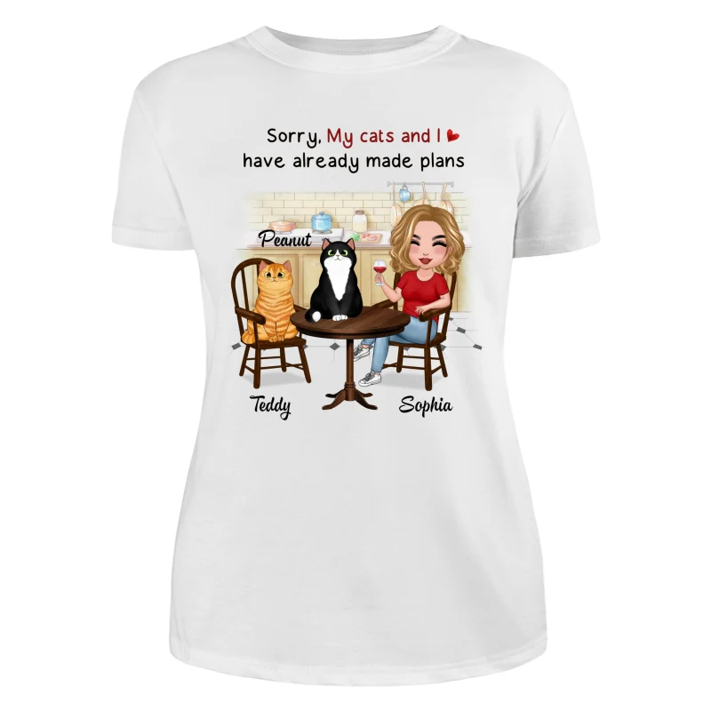 My Cats And I Have Made Plans Personalized Cat Mom Shirt - Image 9